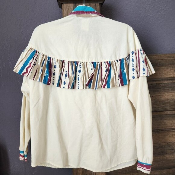 Vintage Western Women's‎ M Button up Ruffle Southwestern Cowgirl Ozark mountain - Picture 7 of 16